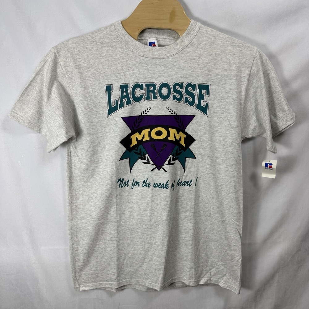 Vintage 90s New‎ W Tags - Lacrosse Mom Heathered XL Russell T-shirt Deadstock